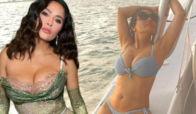 56 yaşındaki Salma Hayek’ten teknede bikinili poz