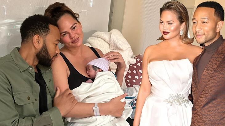 Beş ay önce doğum yapan Chrissy Teigen tekrar anne oldu!