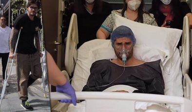 Koltuk değnekleri dikkat çekti! Barış Murat Yağcı’nın sağlık durumu