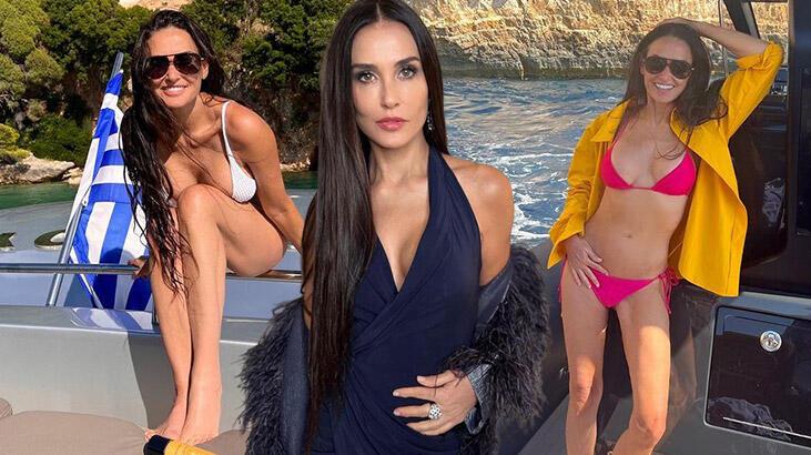 60 yaşındaki Demi Moore bikinili pozlarıyla genç kızlara taş çıkardı!