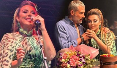 Aslı Hünel eşinin doğum gününü sahnede kutladı
