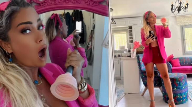 Yeliz Yeşilmen pembe pompayla ‘Barbie’ akımına uydu!