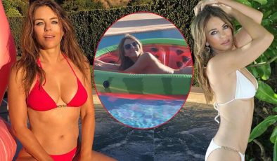 58 yaşındaki Elizabeth Hurley çıplak güneşlendi!