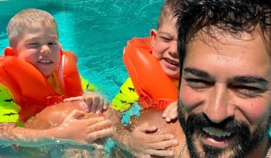 Burak Özçivit ve oğlu Karan’ın havuz keyfi