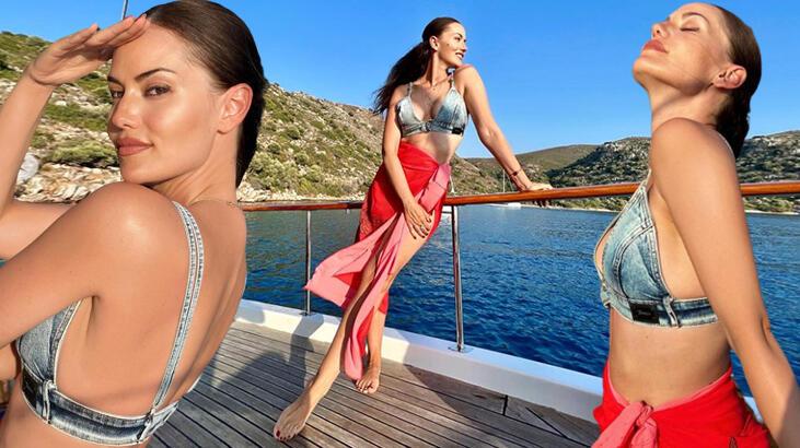 Fahriye Evcen’den tekne pozları! ‘Burak, çok şanslı adamsın’